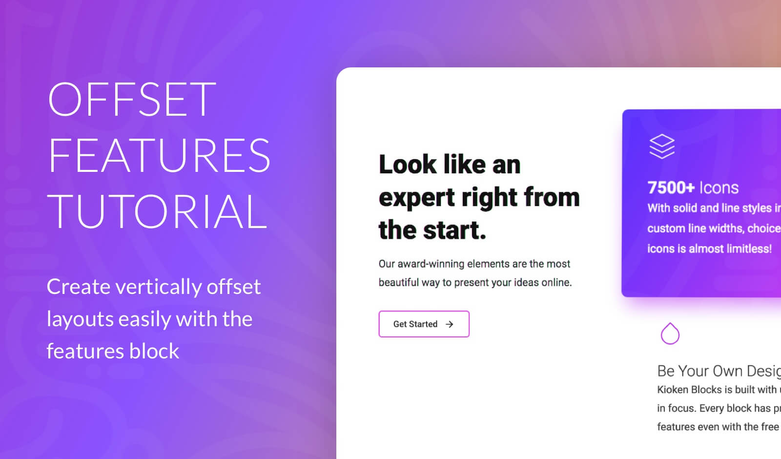 Features Block: How to Create Simple Offset Layouts - Kioken Blocks